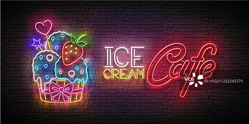 带冰淇淋球的复古海报图片素材