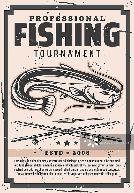 钓鱼运动交叉杆和鲶鱼图片素材