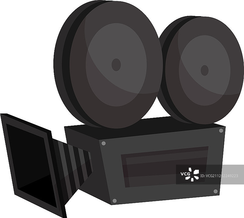 白色背景上的复古电影摄影机图片素材