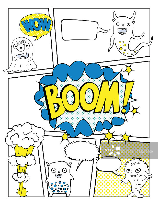 儿童漫画书模板样机，带空白图片素材
