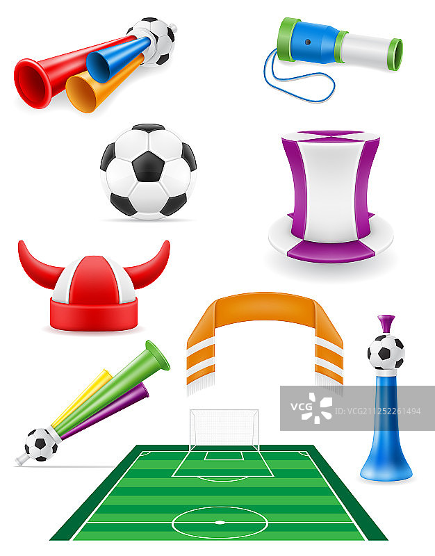 足球球迷用品和配件套装图片素材