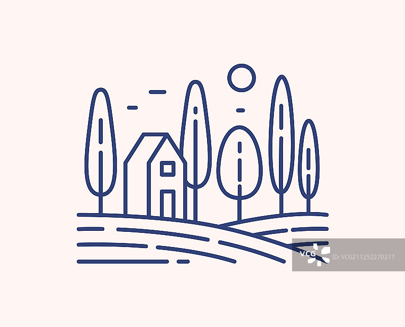 蓝色乡村景观轮廓图片素材