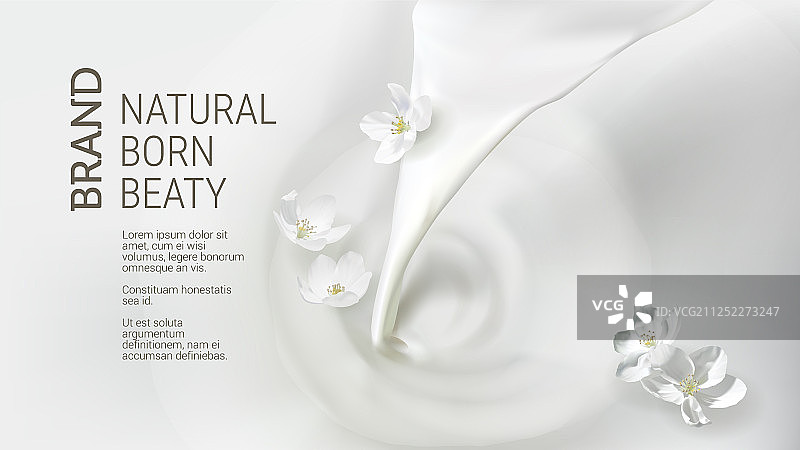 牛奶倾泻茉莉花海报图片素材