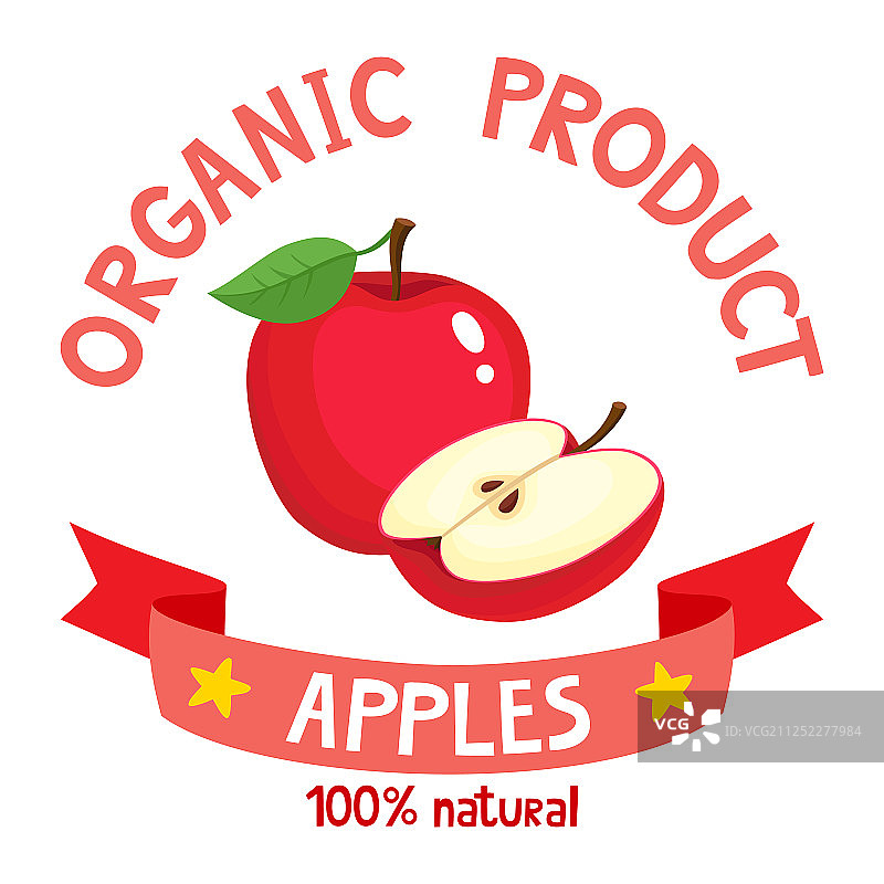 带苹果的有机徽章图片素材