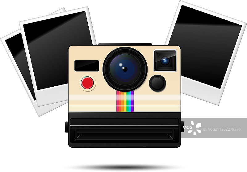 复古拍立得相机和空白相框图片素材