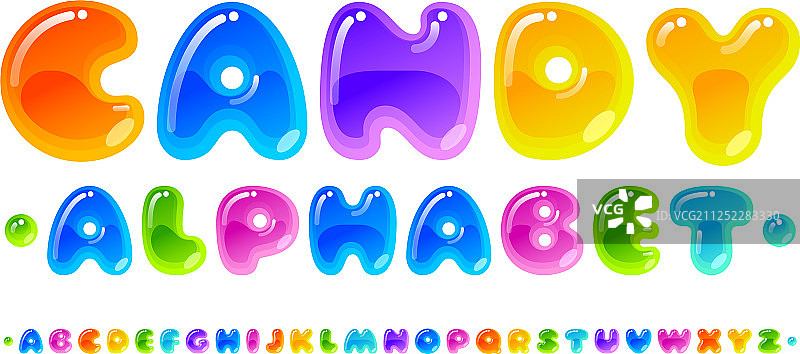 透明光泽多色糖果字体图片素材