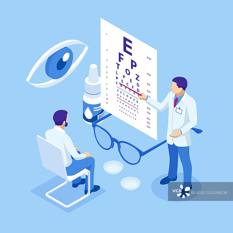 2.5D眼科医生视力检查图片素材