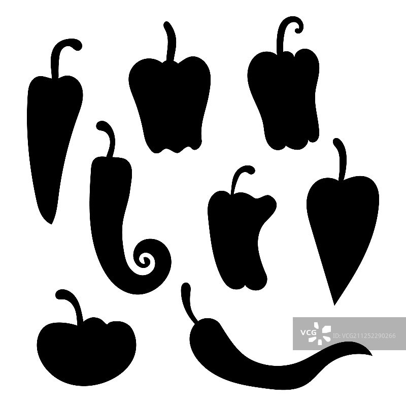 辣椒剪影合集图片素材
