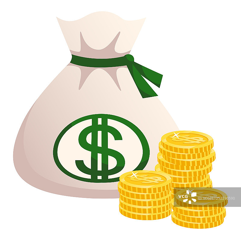 装满金币的袋子上的美元符号现金图片素材