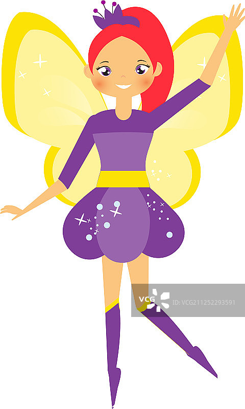 长着黄色翅膀的美丽飞行精灵图片素材