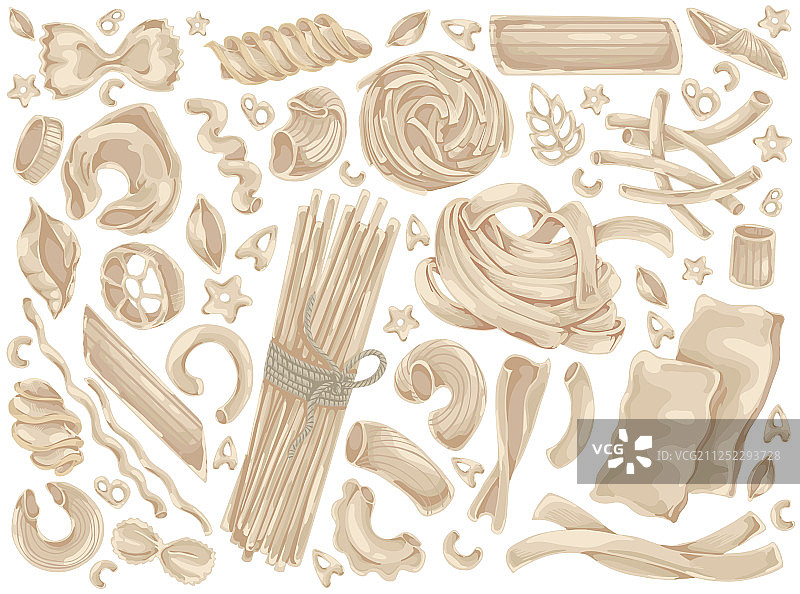 意大利面条食物涂鸦套装图片素材