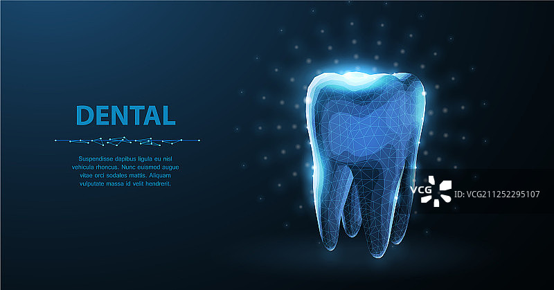 抽象低多边形闪亮牙齿图片素材