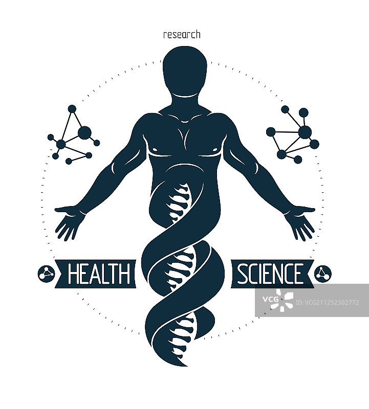 DNA符号的健壮男人图片素材