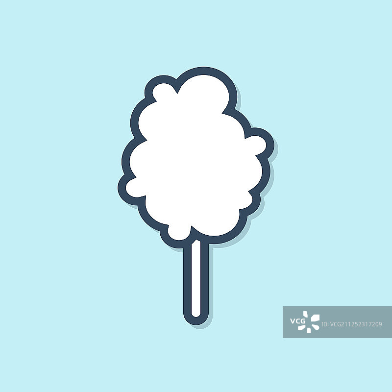 蓝色背景上的蓝色线条棉花糖图标图片素材