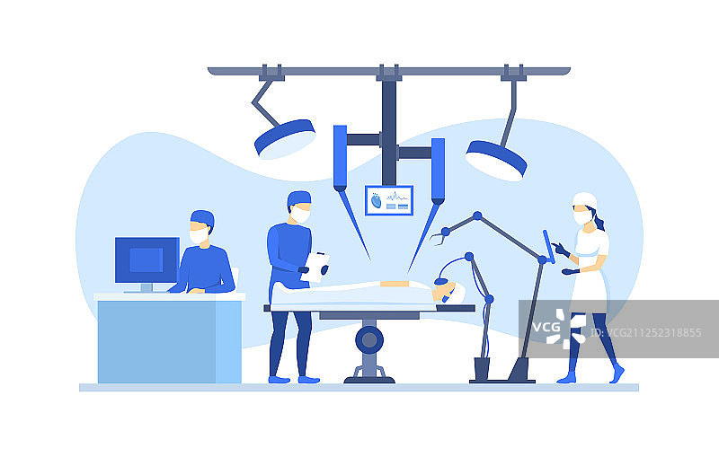 卡通彩色人物机器人手术图片素材