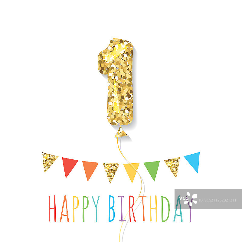 金色闪光生日贺卡图片素材