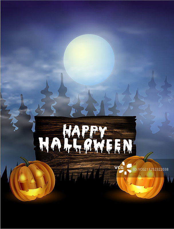 月光下的万圣节南瓜图片素材