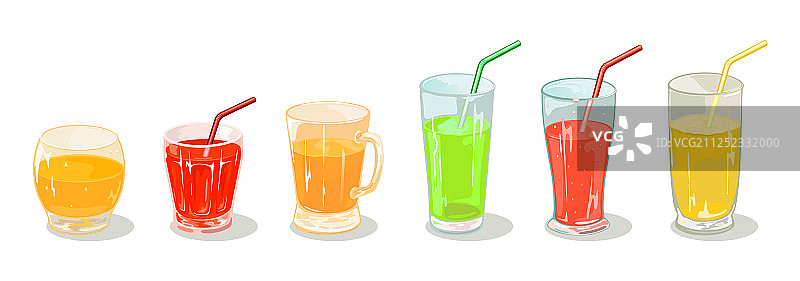 不同颜色的绿黄橙红色饮料图片素材