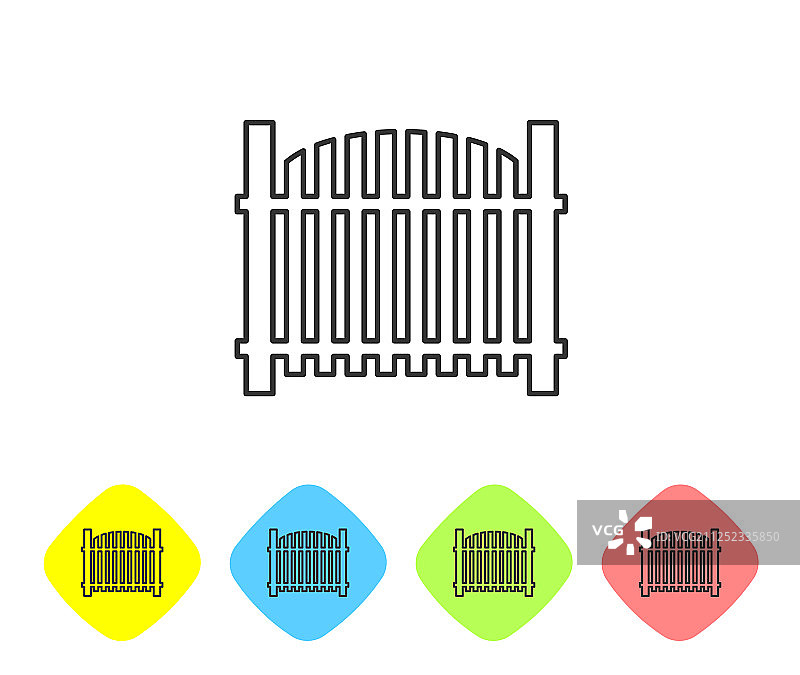 隔离的灰色花园木栅栏图标图片素材