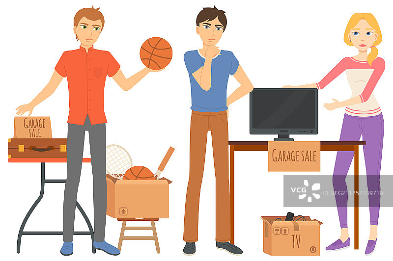 跳蚤市场上的家居和体育用品图片素材