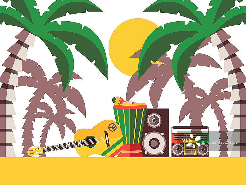 雷鬼音乐海滩派对图片素材