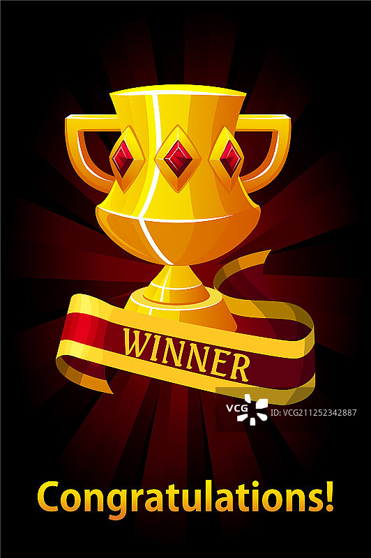 带丝带背景的奖杯图片素材