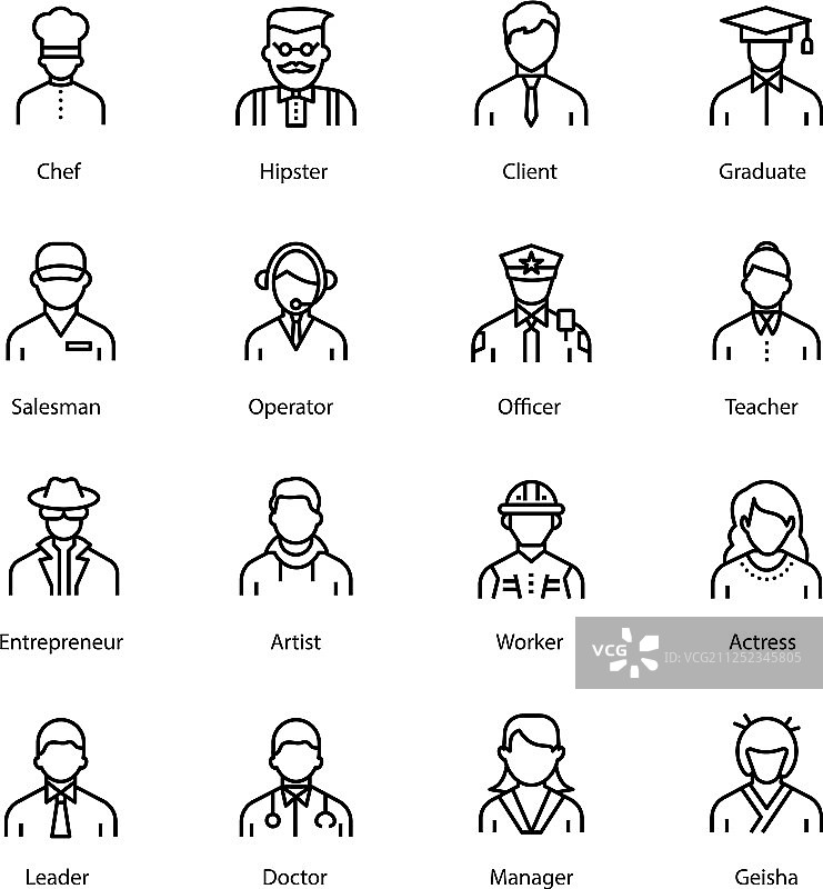 人物线条头像包图片素材