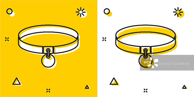 黄色背景上的带姓名牌的黑色衣领图标图片素材