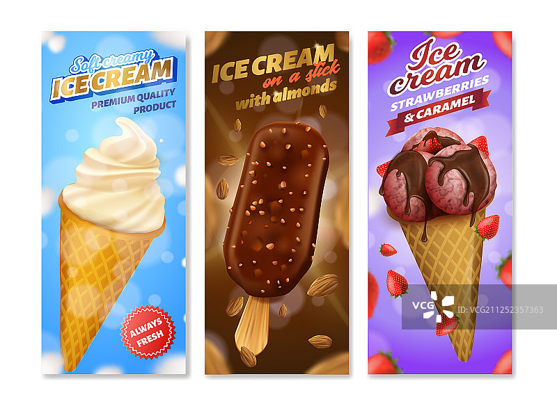 逼真不同口味冰淇淋包装套图图片素材