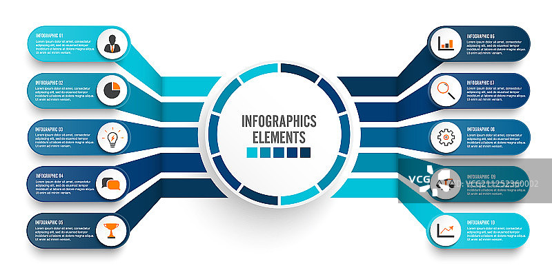 信息图形模板与3d纸标签图片素材