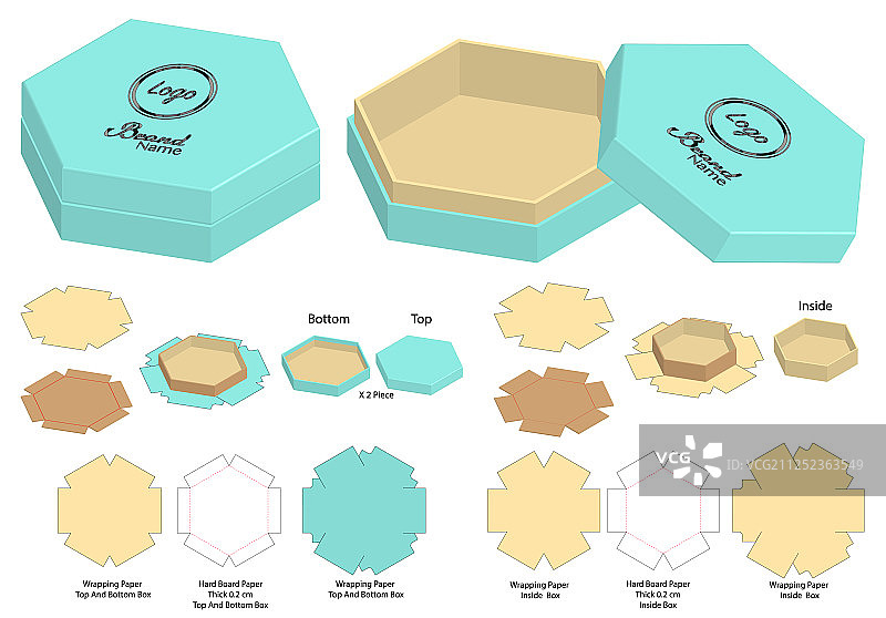 盒包装模切模板设计三维模型图片素材