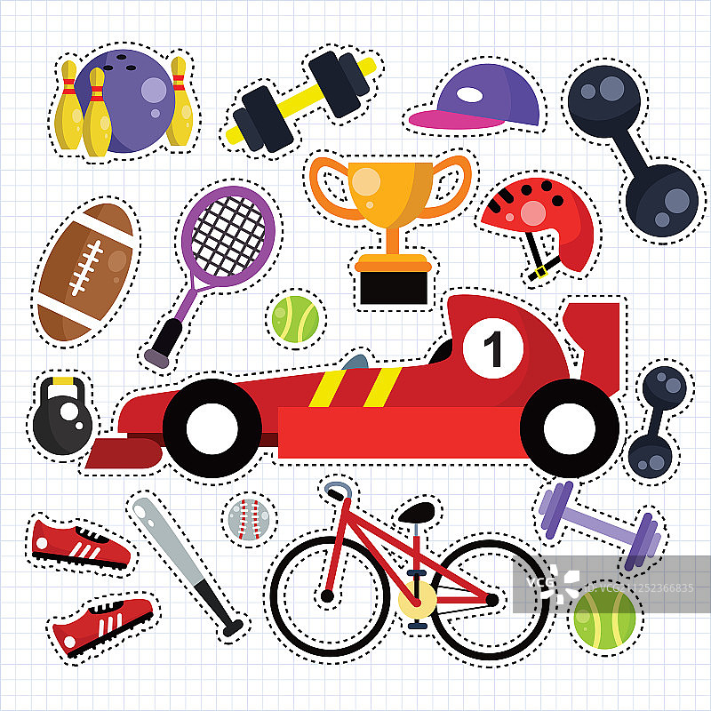 运动涂鸦贴纸套装图片素材