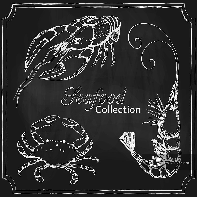 手绘粉笔黑板海鲜菜单背景图片素材