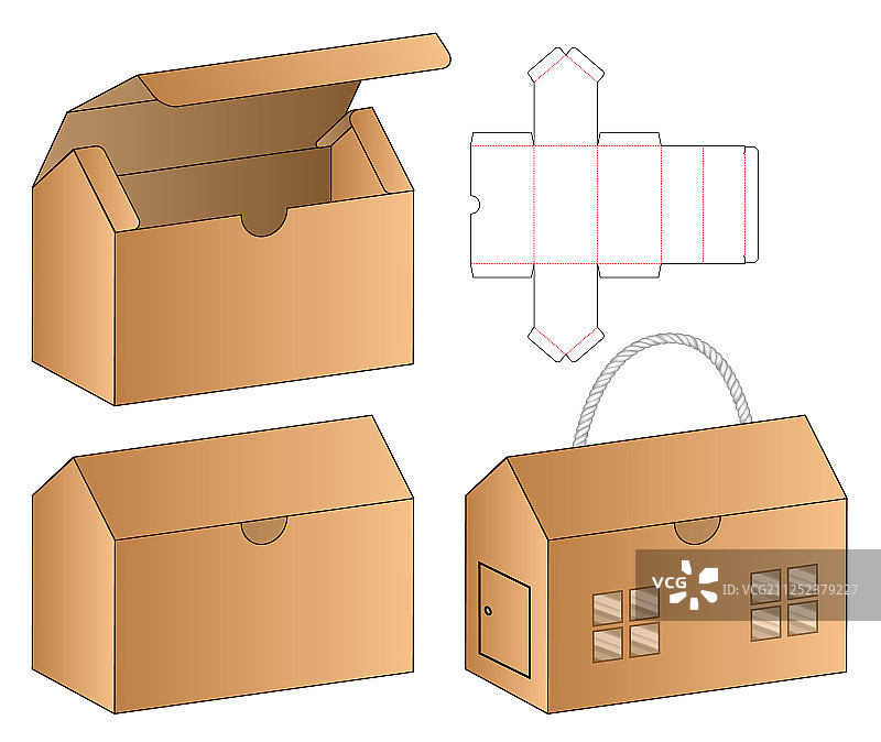 盒包装模切模板设计三维模型图片素材