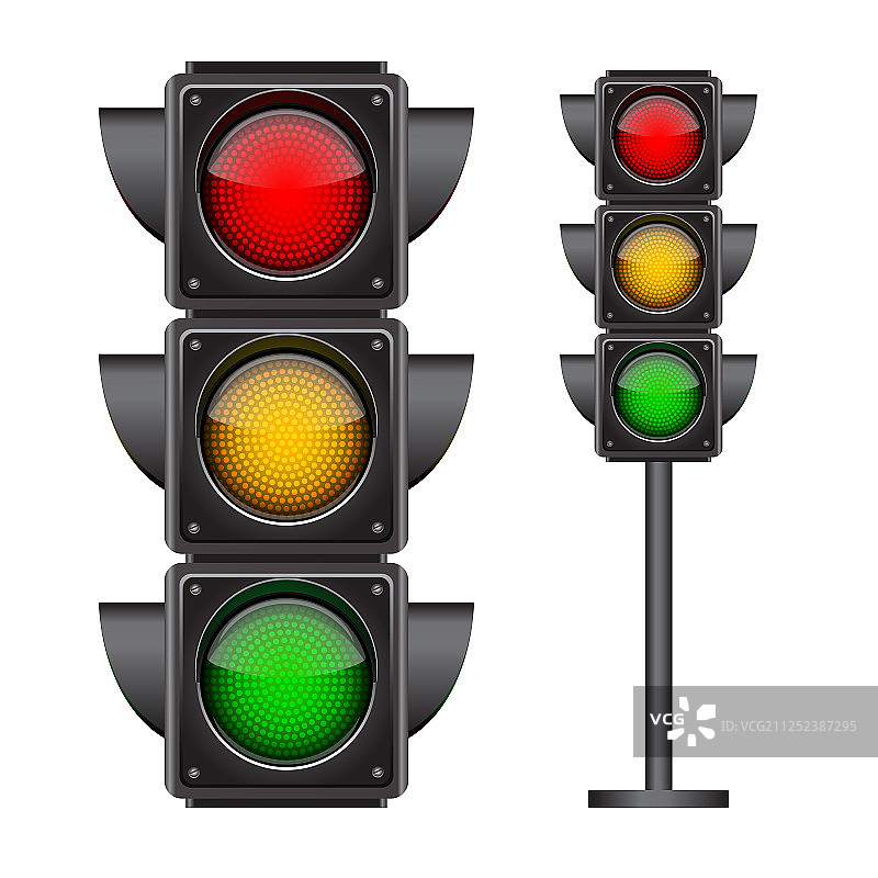 亮起所有颜色的交通信号灯图片素材