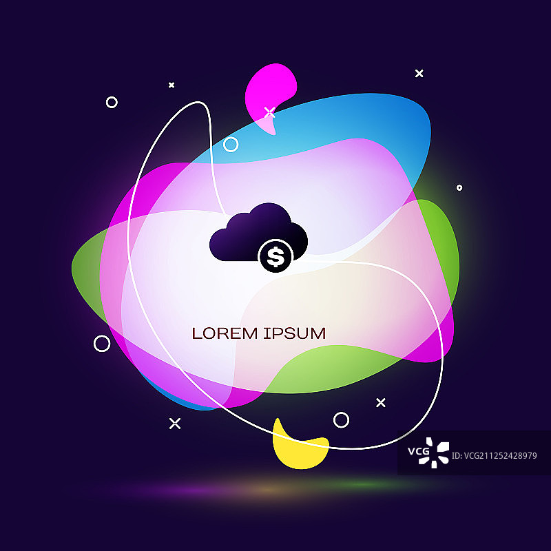 深色背景上的黑色加密货币云挖矿图标图片素材