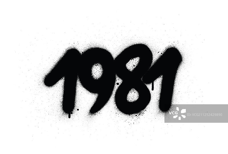 涂鸦：1981黑色日期喷绘图片素材