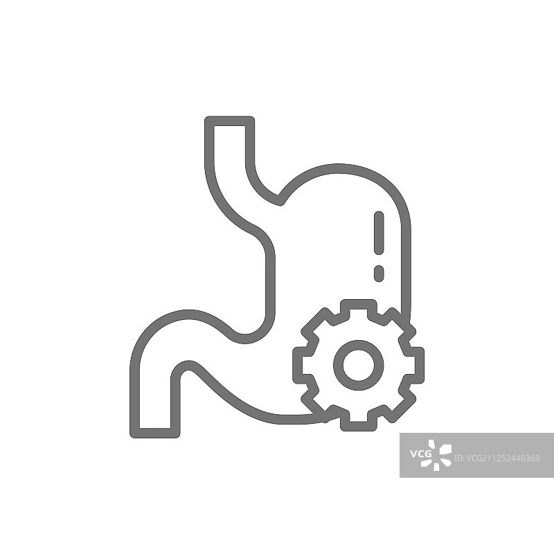 白色背景上隔离的胃部治疗线条图标图片素材