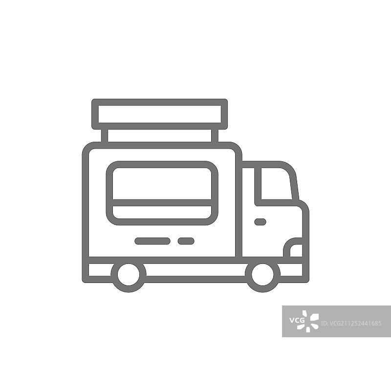 餐饮食品拖车快餐车线条图标图片素材