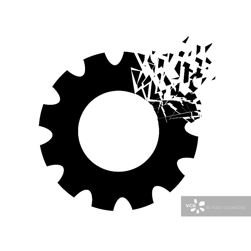 黑色齿轮图标爆炸效果设计图片素材
