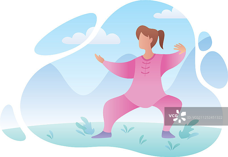 练习气功的女人图片素材