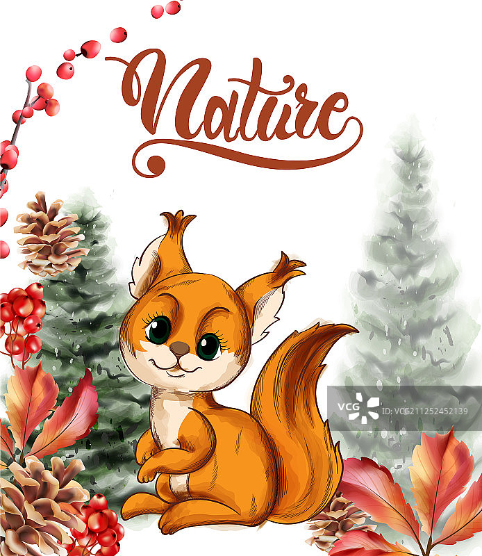 微笑的可爱小狐狸图片素材