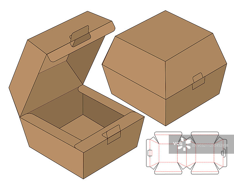 盒包装模切模板设计三维模型图片素材