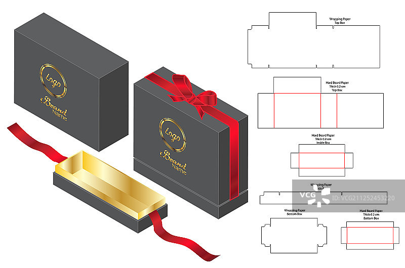 盒包装模切模板设计三维模型图片素材