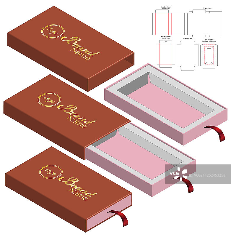 盒包装模切模板设计三维模型图片素材