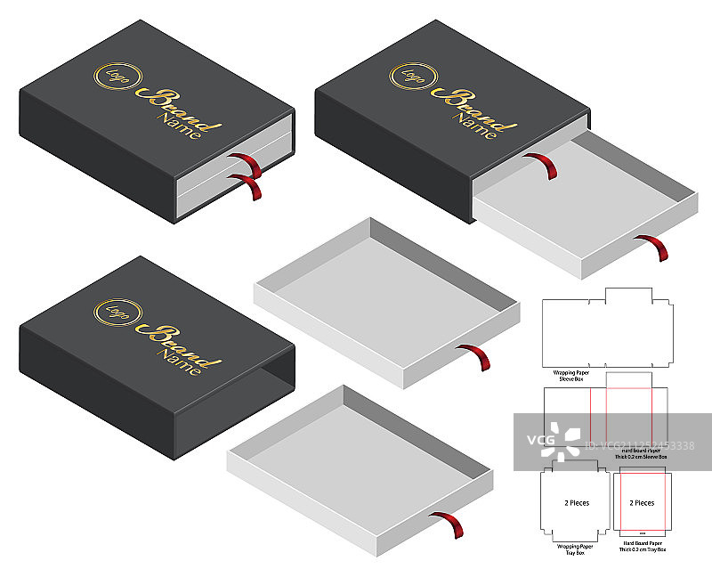 盒包装模切模板设计三维模型图片素材