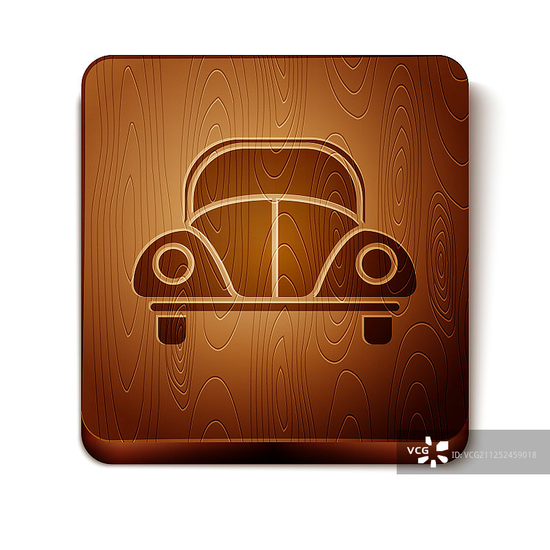 白色背景上隔离的棕色大众甲壳虫汽车图标图片素材