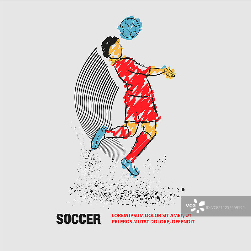 足球运动员头球轮廓图片素材