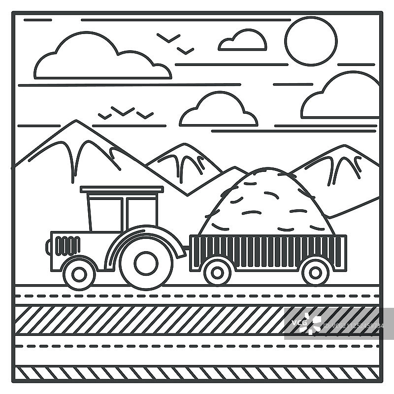 拖拉机运输干草图片素材