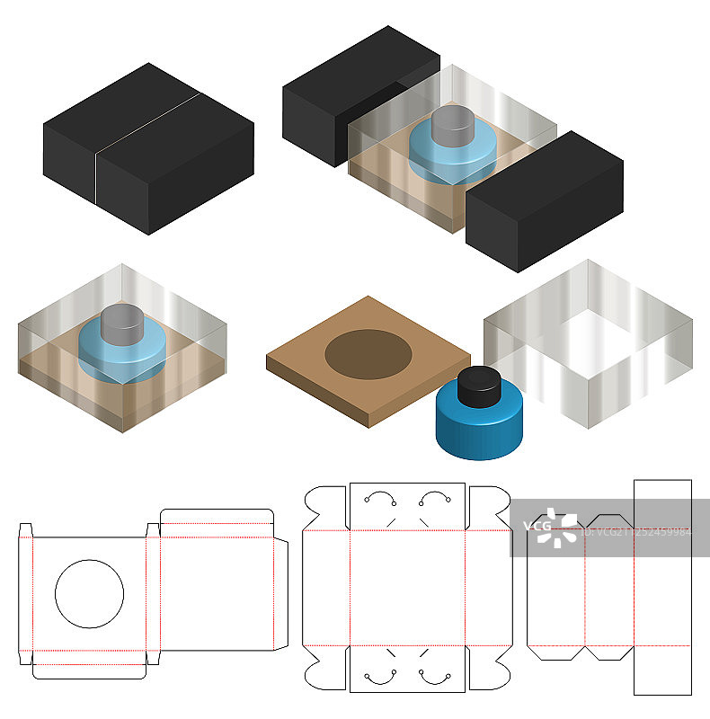 盒包装模切模板设计三维模型图片素材